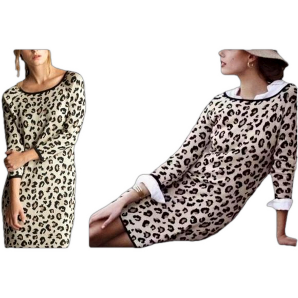 Velvet by Graham & Spencer Dresses & Skirts - Y2K SPENCER & GRAHAM LEOPARD ANIMAL PRINT CASHMERE BLND VELVET DRESS TUNIC SZ M